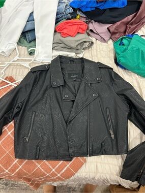 T.A. Collection Black Faux Leather Moto Jacket